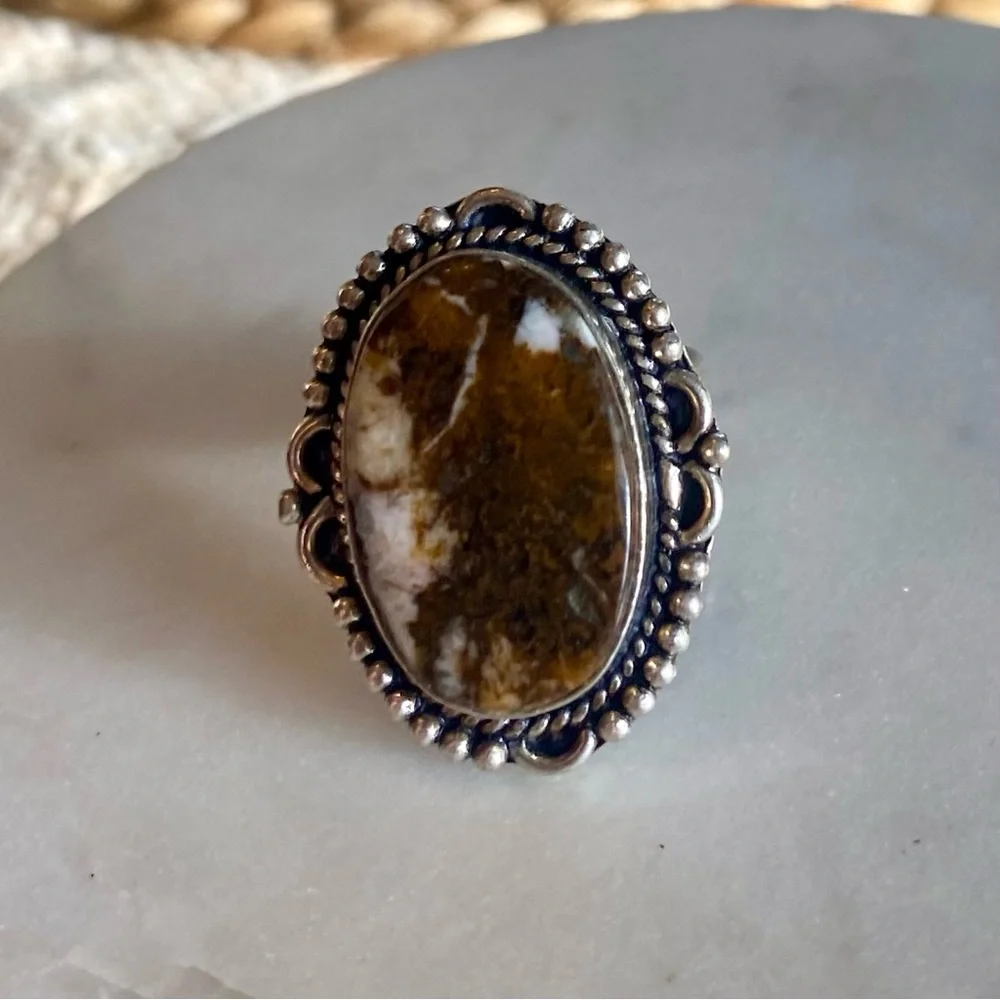Brown Agate Statement Ring